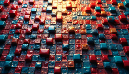 Abstract colorful cube mosaic background with vibrant lighting effects