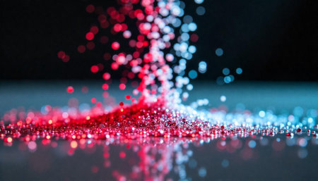 Abstract glitter cascade with dual color gradient effectの写真素材