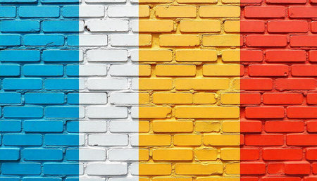 French Flag Painted on Brick Wall, Country Pride Conceptの写真素材