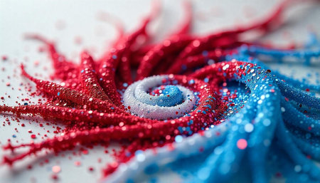 Abstract spiral with red white and blue glitter effectの写真素材