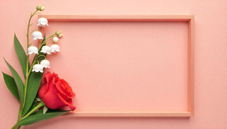 Romantic floral arrangement featuring rose and lily of the valleyの写真素材