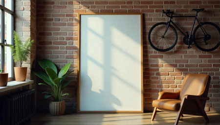 Modern Interior with Blank Frame and Stylish Accents