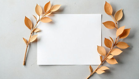 Neutral Mockup Featuring Dried Foliage and Blank White Card