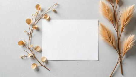 Elegant floral and paper background for creative design mockupsの写真素材