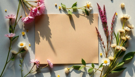 Floral mockup with copy space for seasonal greetings designの写真素材