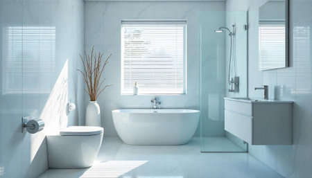 Elegant modern bathroom interior with natural light and minimal decor