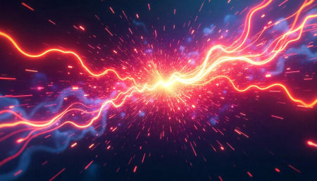 Energy surge: abstract depiction of power with glowing lines