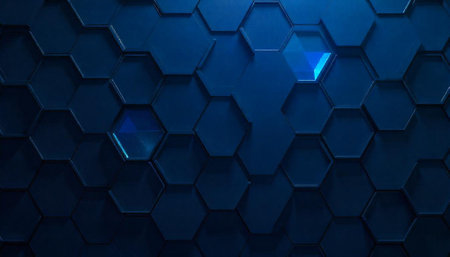 Abstract geometric blue hexagon pattern background, dark and bright