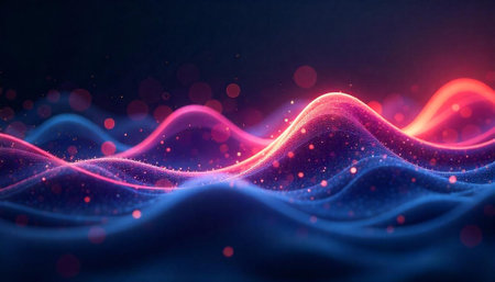 Abstract flowing gradient waves with blurred bokeh effect background