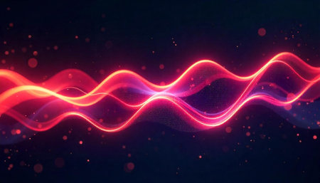Abstract flowing red energy wave against dark background illustration