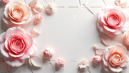 Floral pastel background with roses creating a frame