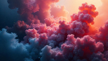 Abstract cotton candy clouds at sunset create dreamy image