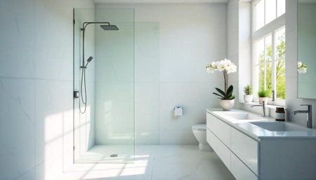 Bright modern bathroom with natural light and sleek fixtures