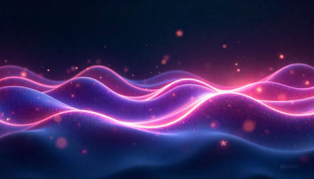 Abstract flowing waves with light and sparkles design element