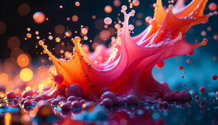 Abstract splash of vibrant liquid in dynamic compositionの写真素材