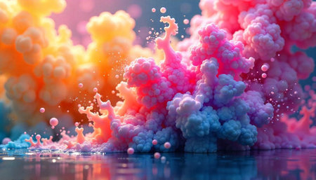 Abstract cloudscape with pastel colors and bubble formationsの写真素材