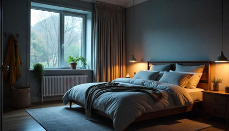 Cozy Bedroom Interior with Natural Light and Peaceful Ambiance