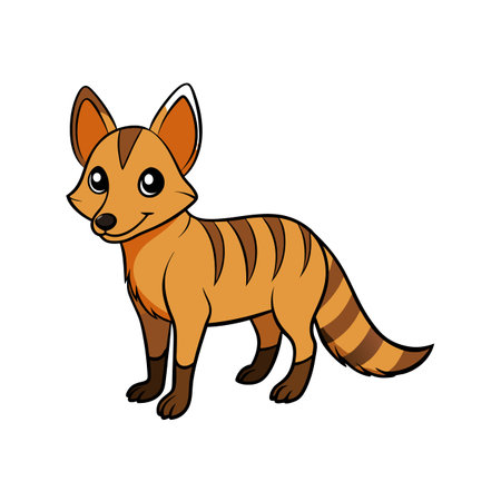 Cartoon aardwolf standing, isolated on white backdrop illustration vectorのイラスト素材