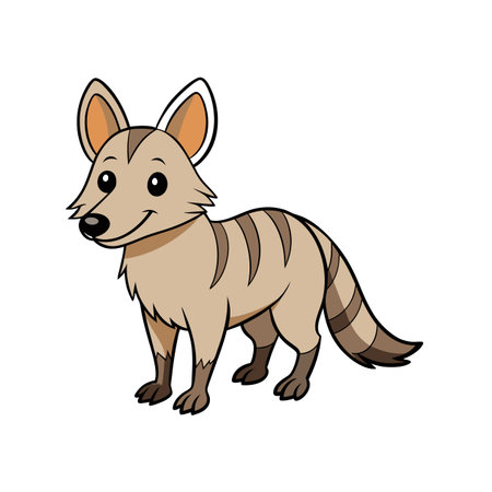 Cartoon striped hyena animal character standing isolated on whiteのイラスト素材