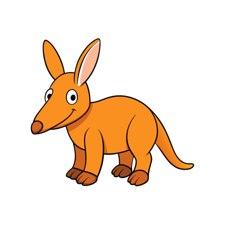 Friendly cartoon aardvark character standing on a white backgroundのイラスト素材
