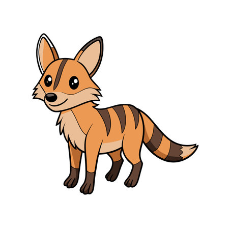 Cartoon style fox animal with brown stripes illustrationのイラスト素材