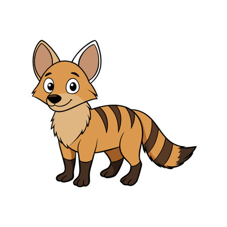 Cartoon striped hyena character standing on a white backgroundのイラスト素材