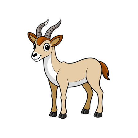 Cartoon Impala illustration with white background standing in profileのイラスト素材