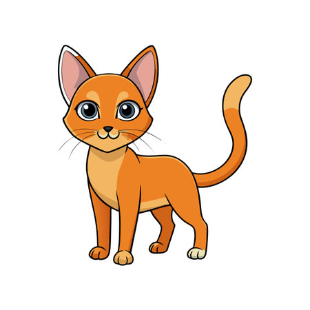 Cute orange tabby cartoon cat isolated on white backgroundのイラスト素材