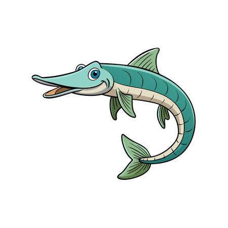 Cartoon Barracuda Fish Illustration for Children's Books or Productsのイラスト素材