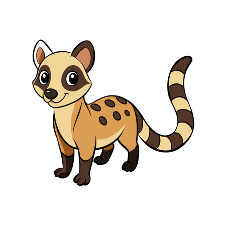 Cute Cartoon Civet Character Standing Isolated on White Backgroundのイラスト素材