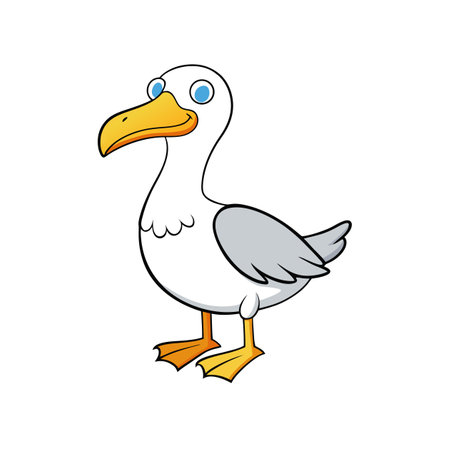 Cartoon seagull standing with a smile in vector illustrationのイラスト素材