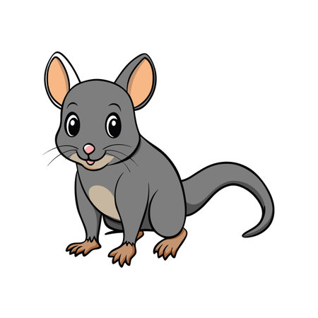 Cute Cartoon Possum Illustration on a White Backgroundのイラスト素材