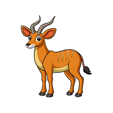 Cartoon illustration of a cute bongo antelope with hornsのイラスト素材