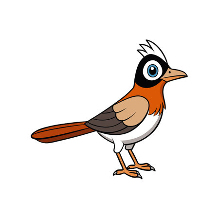 Cartoon illustration of a rufous treepie bird side viewのイラスト素材