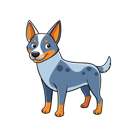 Cartoon style Blue Heeler dog standing looking friendlyのイラスト素材