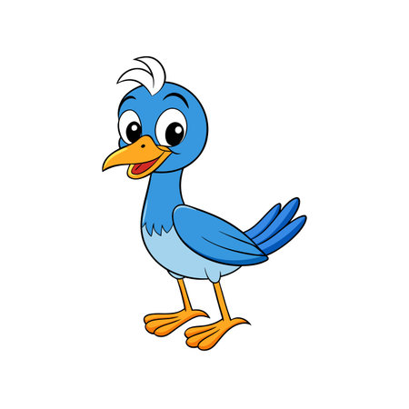 Cartoon bird character illustration with happy expression and simple styleのイラスト素材