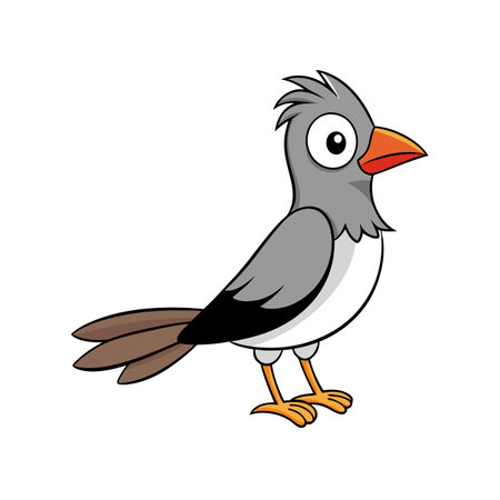 Cartoon Bird Image Gray Orange Beak Standing Illustrationのイラスト素材