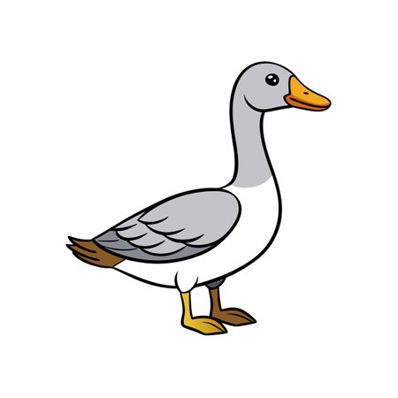 Cartoon goose illustration standing on white background isolated imageのイラスト素材