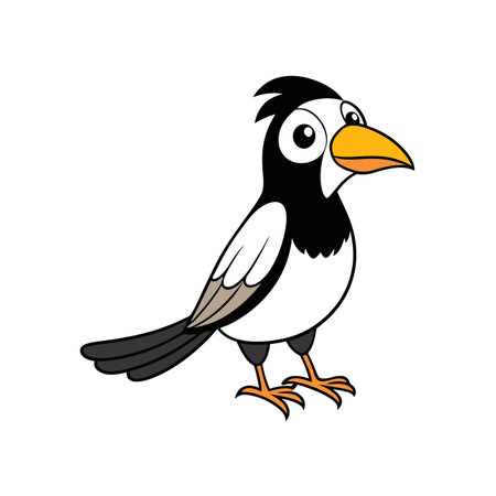 Cartoon style bird illustration with bold colors and outlinesのイラスト素材
