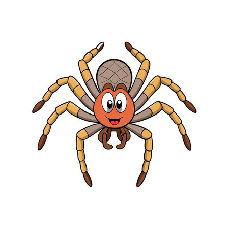 Cartoon smiling spider illustration on clean white background vectorのイラスト素材