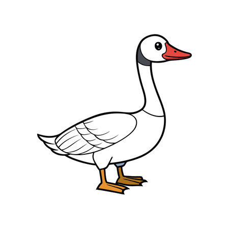 Cartoon goose illustration standing on a white backgroundのイラスト素材