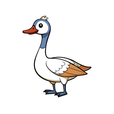 Cartoon goose standing isolated on white background, side viewのイラスト素材