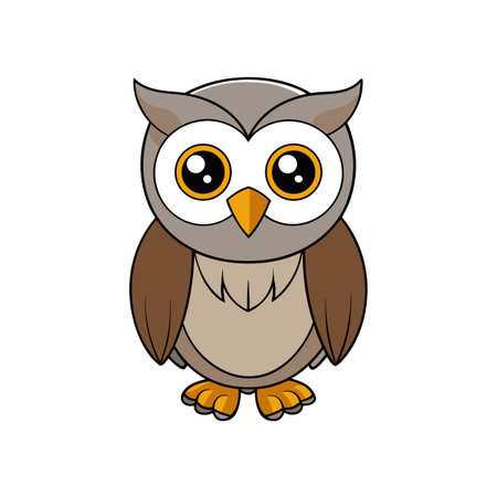 Cartoon owl character with big eyes on white backgroundのイラスト素材