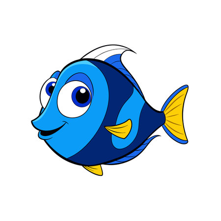 Cheerful cartoon fish character illustration with vibrant colors