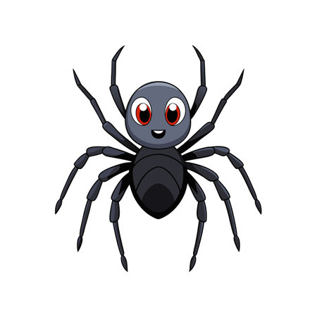 Cartoon spider with a cute face on white backgroundのイラスト素材