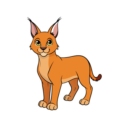 Cartoon Caracal Isolated On White Background Stock Illustrationのイラスト素材