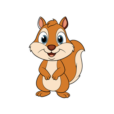 Cute cartoon squirrel character illustration on white backgroundのイラスト素材