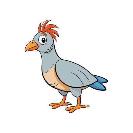 Cartoon bird with orange tuft on white background imageのイラスト素材