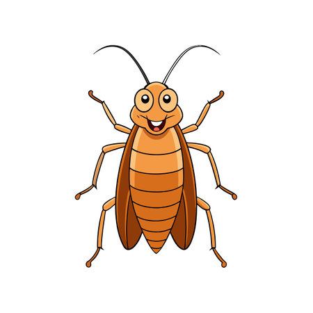 Cute cartoon cockroach illustration on white background