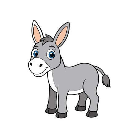 Cartoon donkey isolated on white background studio shotのイラスト素材